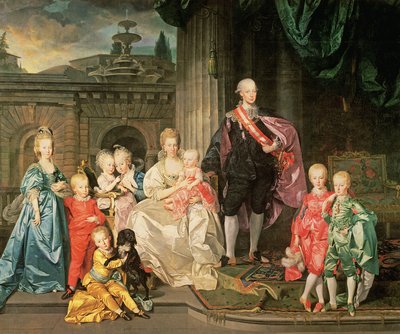 Leopold I, groothertog van Toscane (1747-92) (later Leopold II, keizer van Oostenrijk, 1790-92) met zijn vrouw Maria Ludovica en hun kinderen waaronder Franz (later keizer Franz II), 1776 door Johan Joseph Zoffany